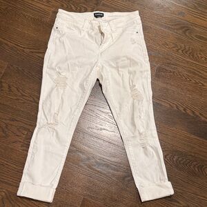 Bebe White Ripped Jeans